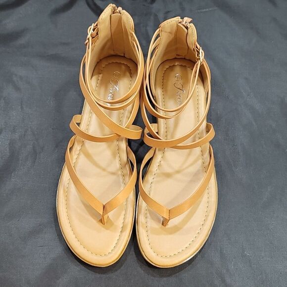 BRAND NEW FOREVER CHEERFUL-77 SOLID GLADIATOR FLAT BACK ZIPPER SANDAL - Picture 3 of 12